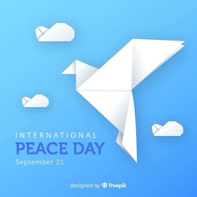 Origami peace day with dove
