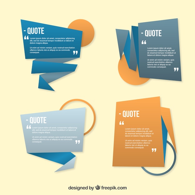 Free vector origami quote template set