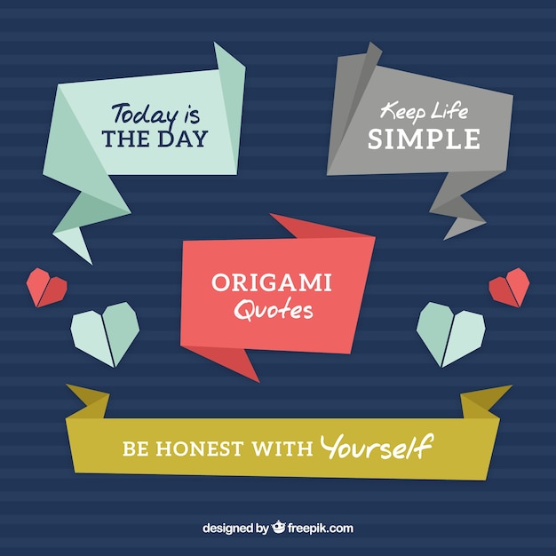 Free vector origami quotes set