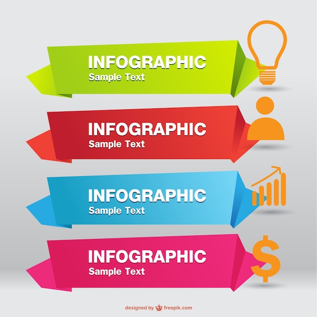 Origami infografica etichette vettore