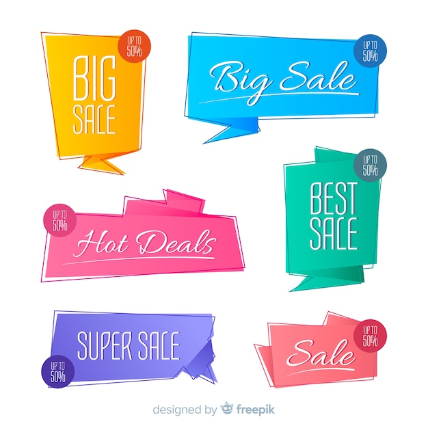 Free vector origami sale banner collectio