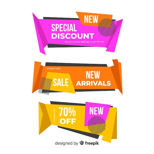 Free vector origami sale banner collectio