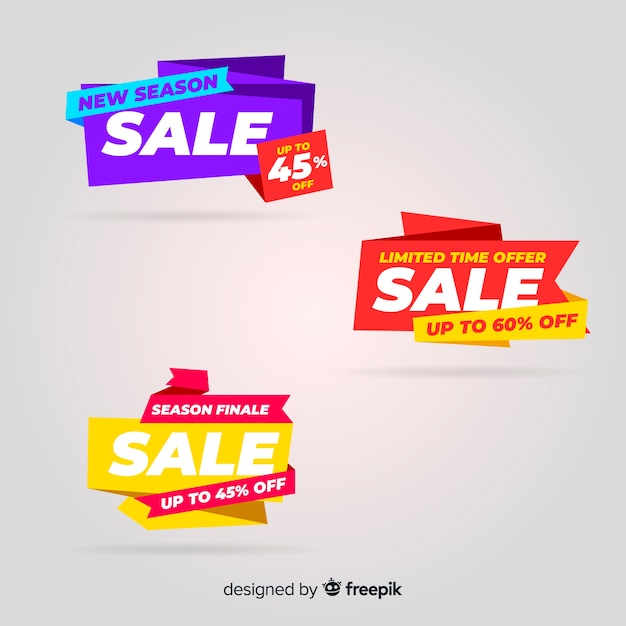 Free vector origami sale banner collection