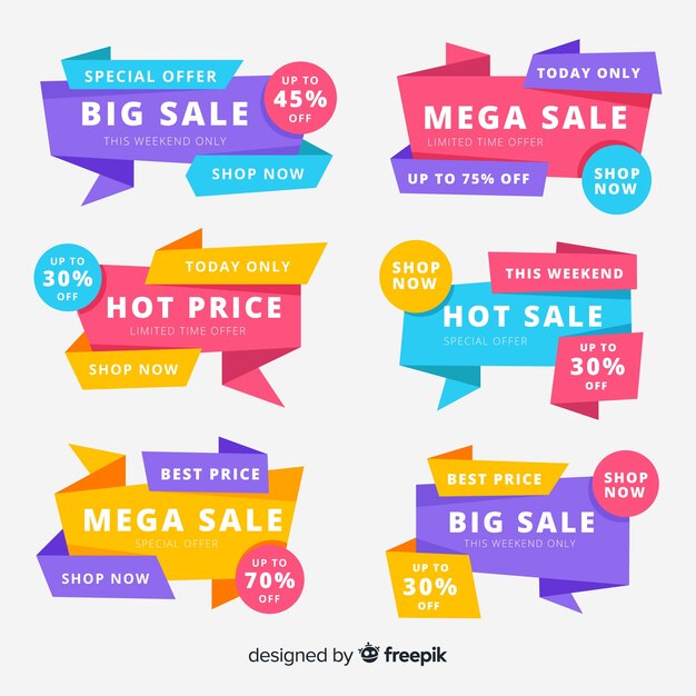 Free vector origami sale banner collection