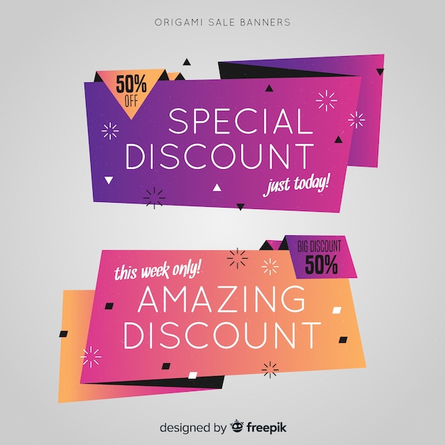 Free vector origami sale banner collection