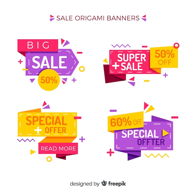 Free vector origami sale banner collection