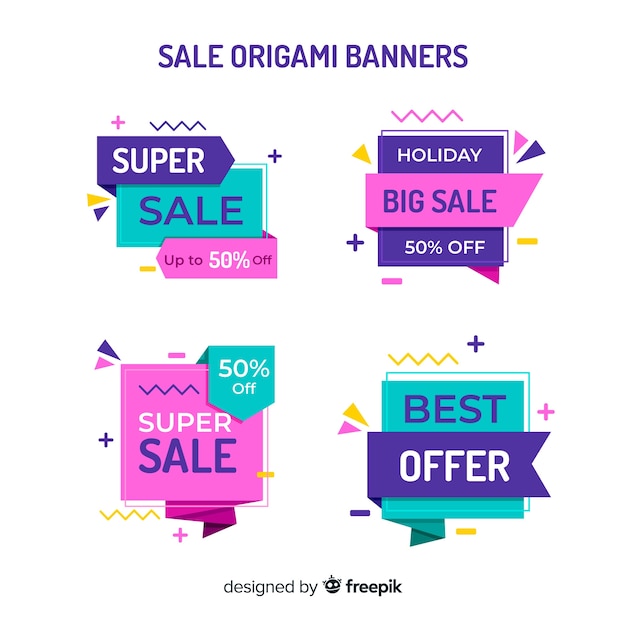 Free vector origami sale banner collection