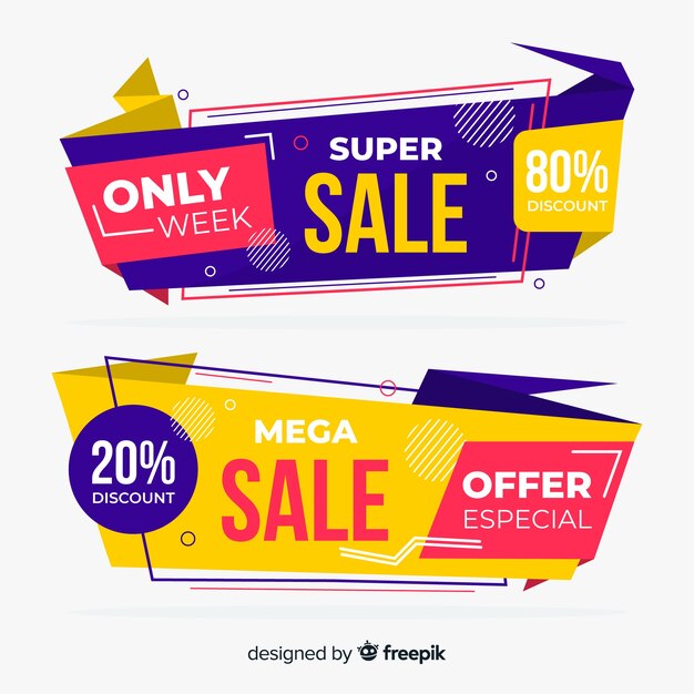 Free vector origami sale banner collection