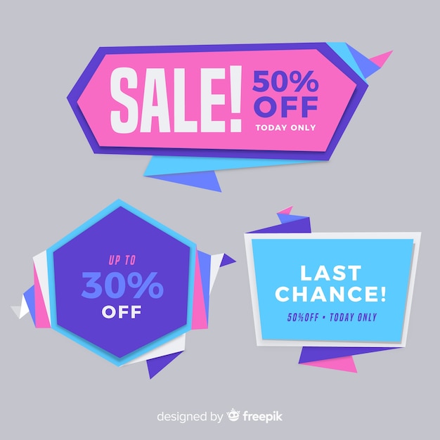 Free vector origami sale banner collection
