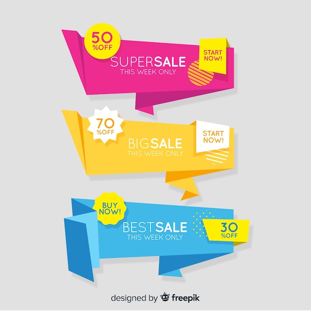 Free vector origami sale banners