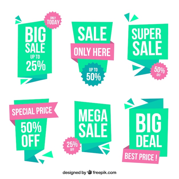 Free vector origami sale label/badge collection