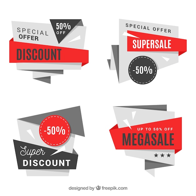 Free vector origami sale label/badge collection