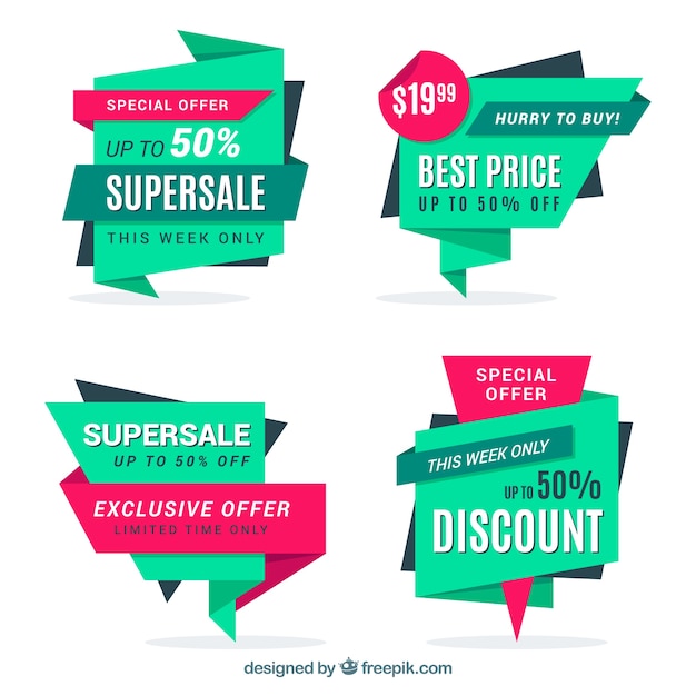 Free vector origami sale label/badge collection