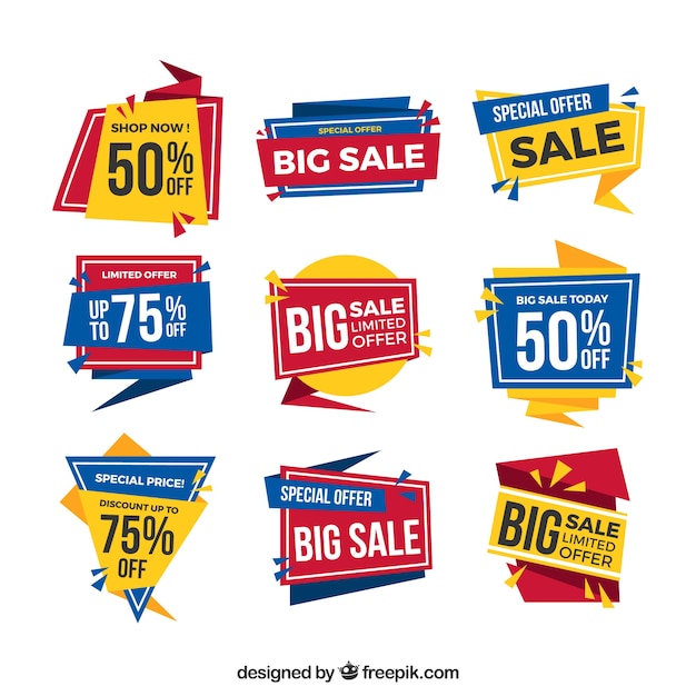 Free vector origami sale labels