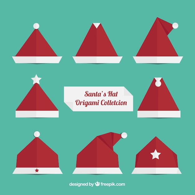 Free vector origami santa claus hats