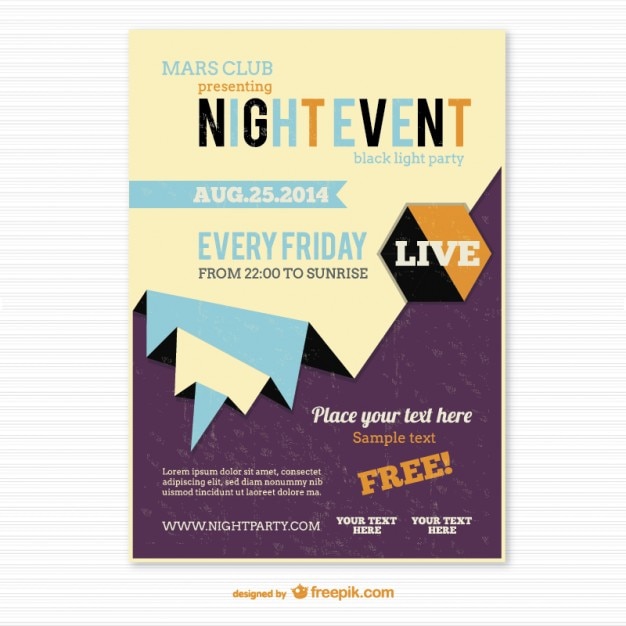 Free vector origami style party poster