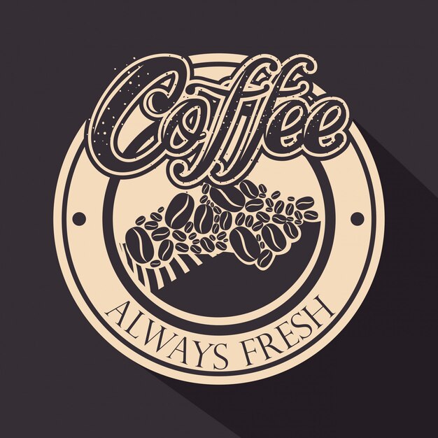 Original coffee stamp with coffee beans