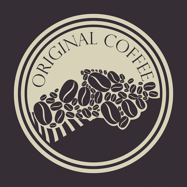 Free vector original coffee stamp with coffee beans