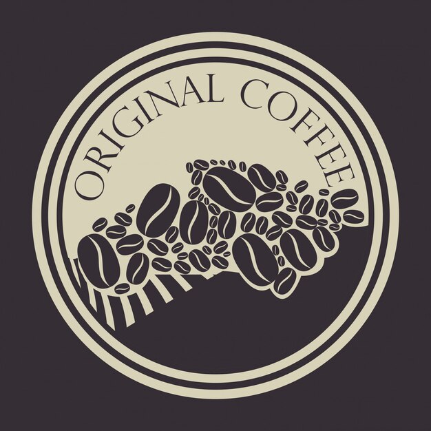 Original coffee stamp with coffee beans