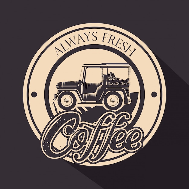 Original coffee stamp with transport