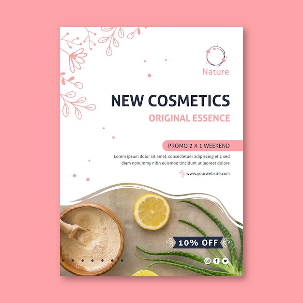 Original essence natural cosmetics flyer template