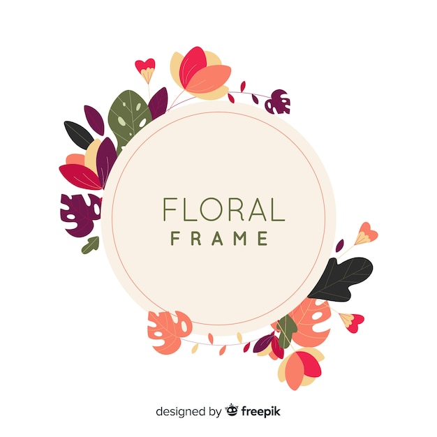 Original floral frame with flat design