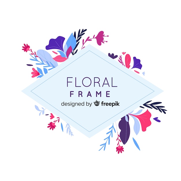 Original floral frame with flat design