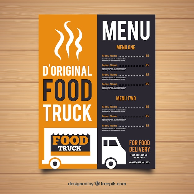 Free vector original food truck menu template