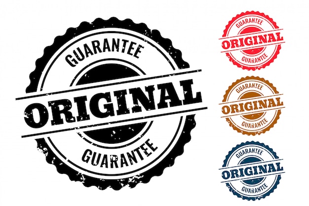 Free vector original guarantee authentic rubber stamp set of four