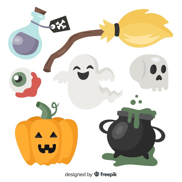 Original halloween element collection with flat design