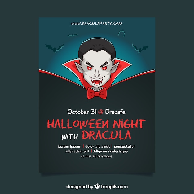 Free vector original halloween party with vampire