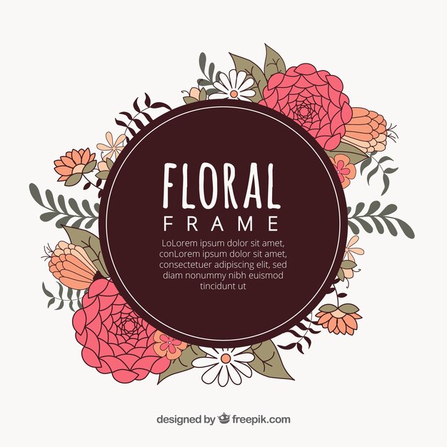 Original hand drawn floral frame