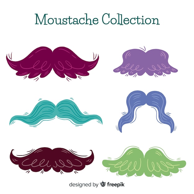 Free vector original hand drawn moustache collection