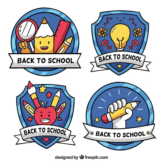 Free vector original hand drawn school label collection