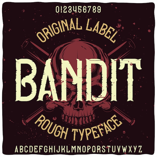 無料ベクター 「bandit」という名前のオリジナルのラベル書体。