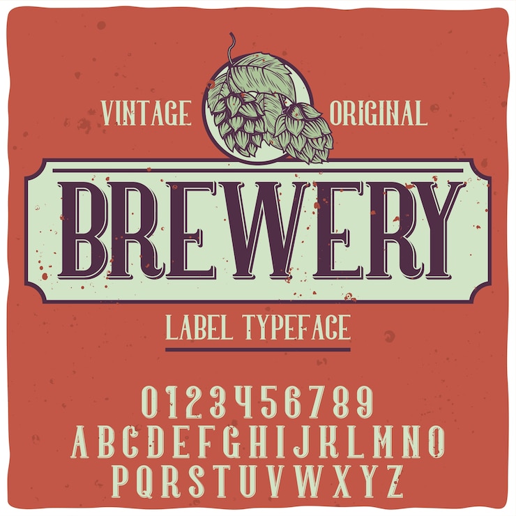 무료 Vector "brewery"라는 원래 레이블 서체.
