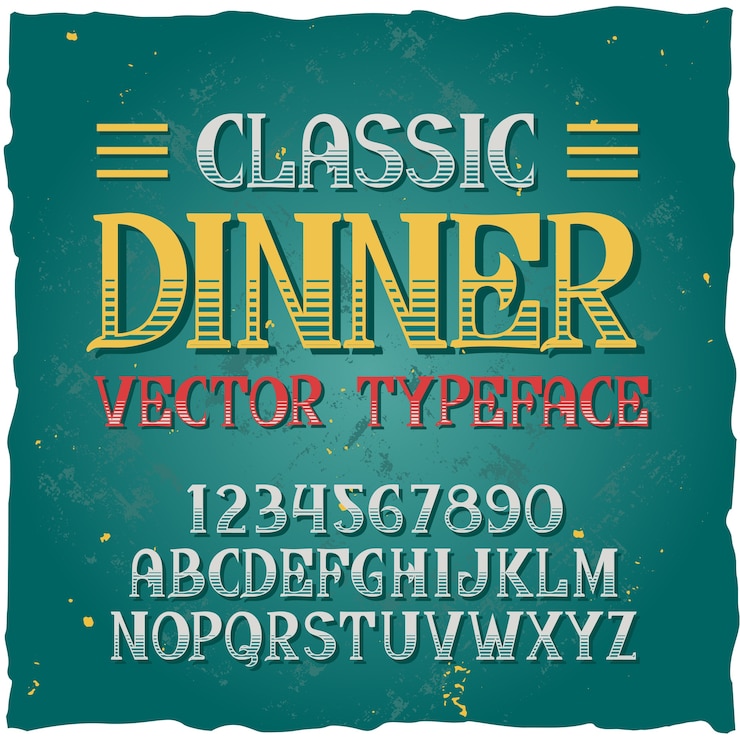 Free Vector original label typeface named "classic dinner".