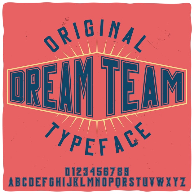 無料ベクター 「dreamteam」という名前のオリジナルラベル書体。