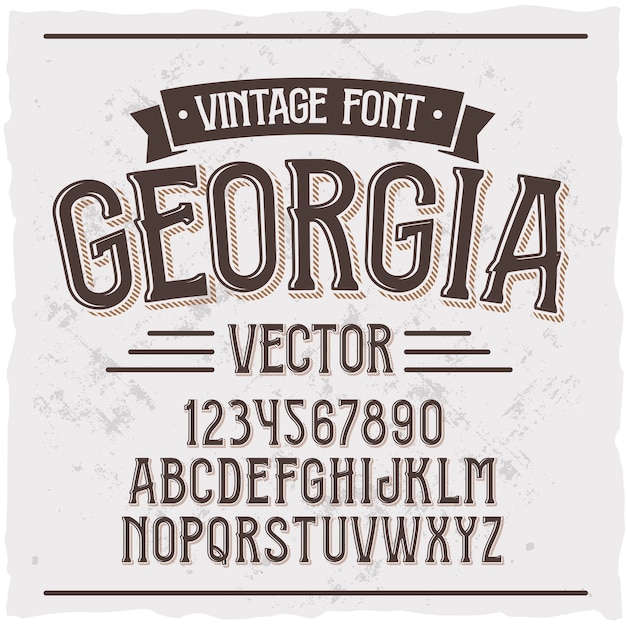 "Georgia"라는 이름의 원래 레이블 서체. 모든 라벨 디자인에 적합한 수제 글꼴입니다.