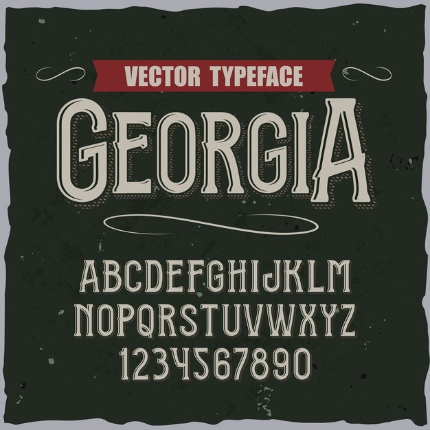 "Georgia"라는 이름의 원래 레이블 서체. 모든 라벨 디자인에 적합한 수제 글꼴입니다.