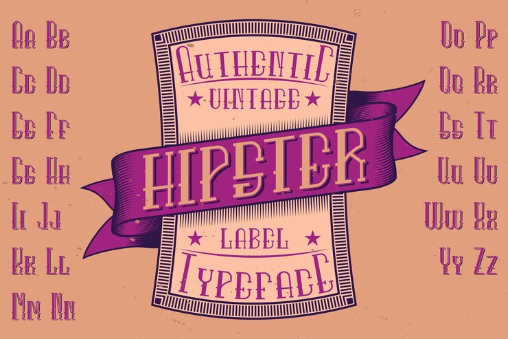 मुफ़्त वेक्टर original label typeface named 'hipster'. good to use in any label design.