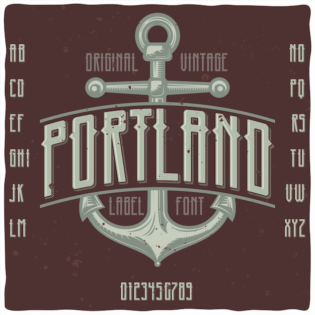 Оригинальный шрифт этикетки с названием «Портленд».