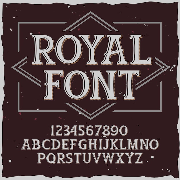 「Royal」という名前のオリジナルラベル書体。あらゆるラベルデザインに適した手作りフォント。