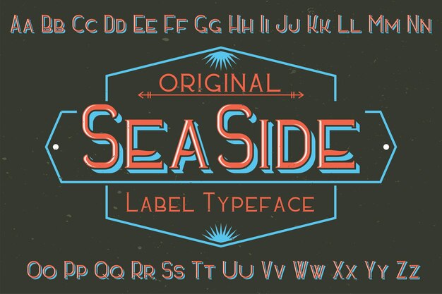 Бесплатное векторное изображение Оригинальный шрифт этикетки с названием «seaside». подходит для любого дизайна этикеток.
