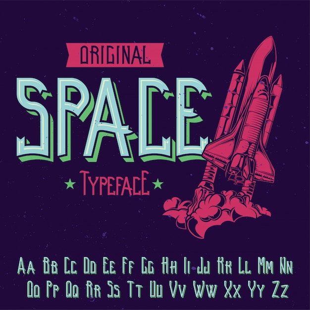 Free vector original label typeface named 'space'. good to use in any label design.