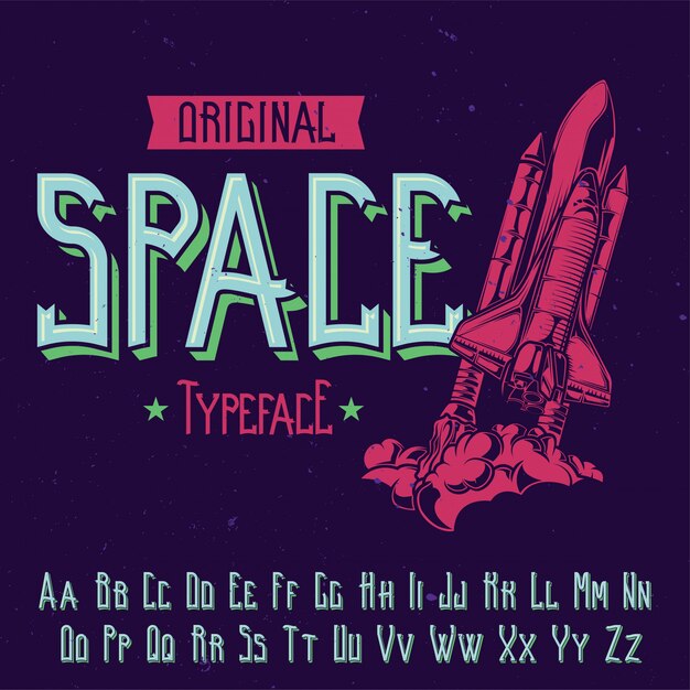 Original label typeface named 'Space'. Good to use in any label design.