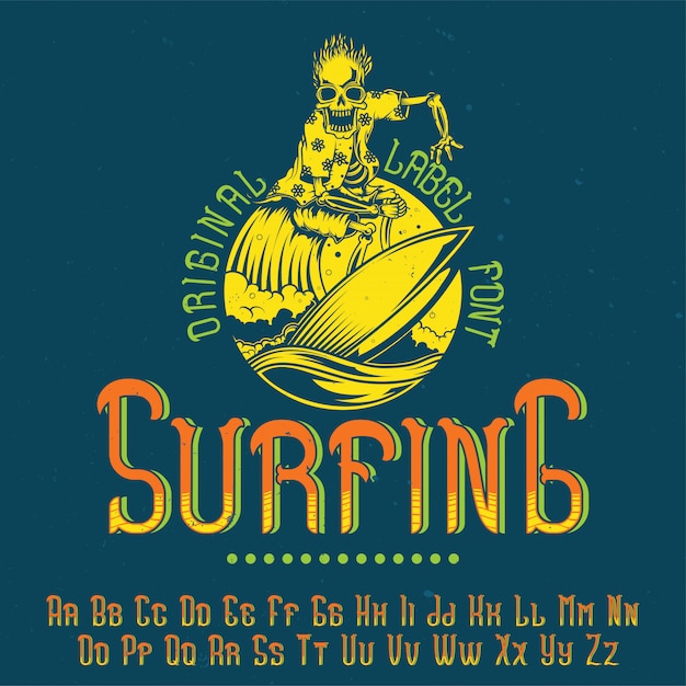 Free vector original label typeface named 'surfing'. good to use in any label design.