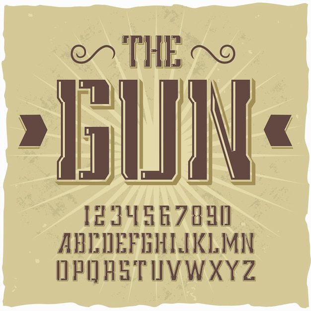 無料ベクター 「thegun」という名前のオリジナルラベル書体。