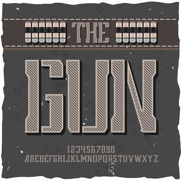 無料ベクター 「thegun」という名前のオリジナルラベル書体。