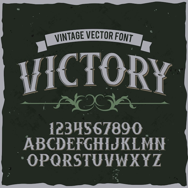 Оригинальный шрифт этикетки «Победа». Хороший ручной шрифт для любого дизайна этикеток.